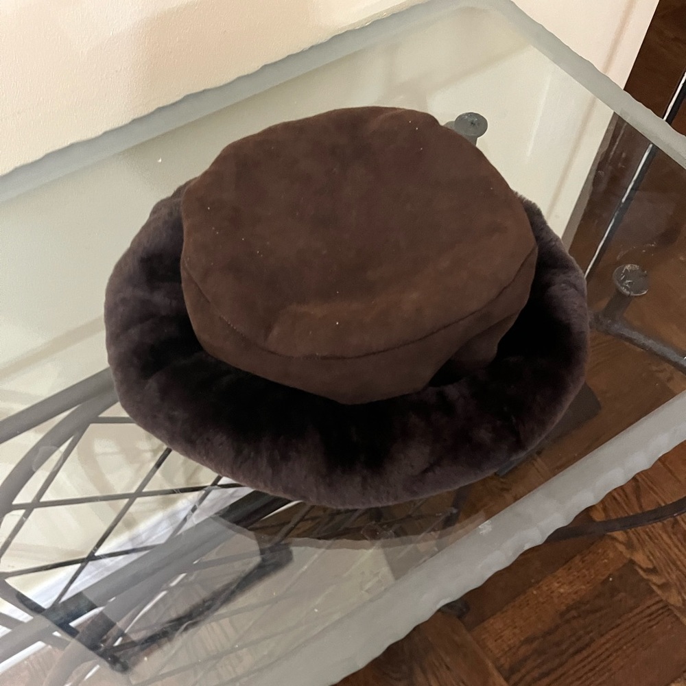 Shearling lambs wool Bloomingdale’s hat.